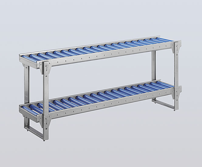 Dual stainless steel roller conveyor
